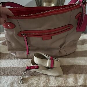 Coach Beige and Pink Shoulder Bag